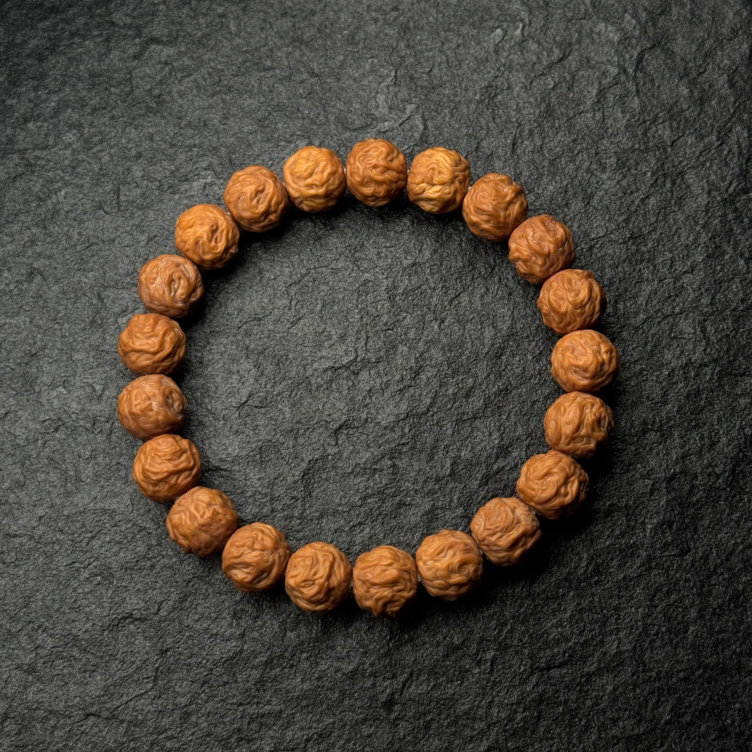 Dragon & Snake Carved Monkey Head Walnut Bracelet