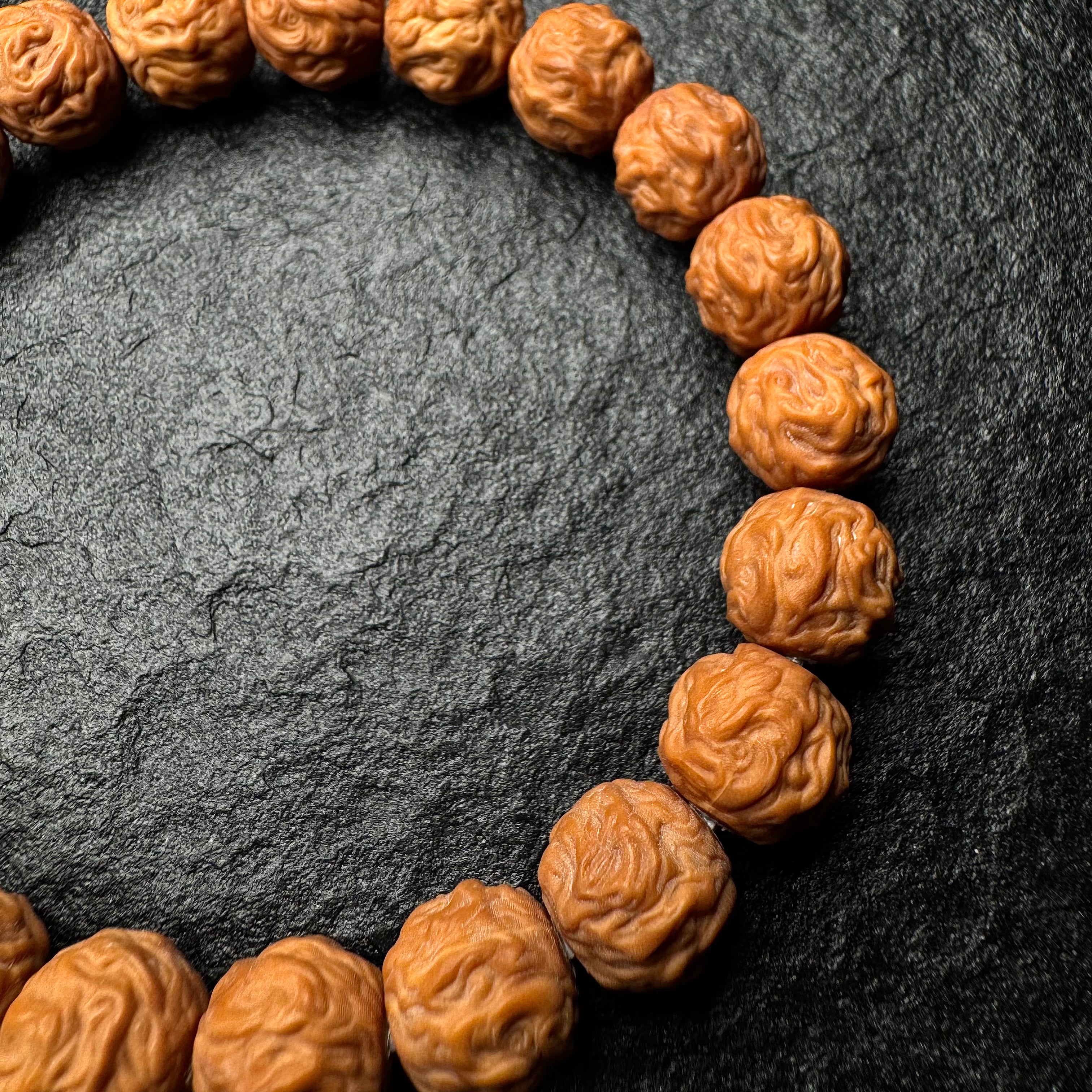 Dragon & Snake Carved Monkey Head Walnut Bracelet