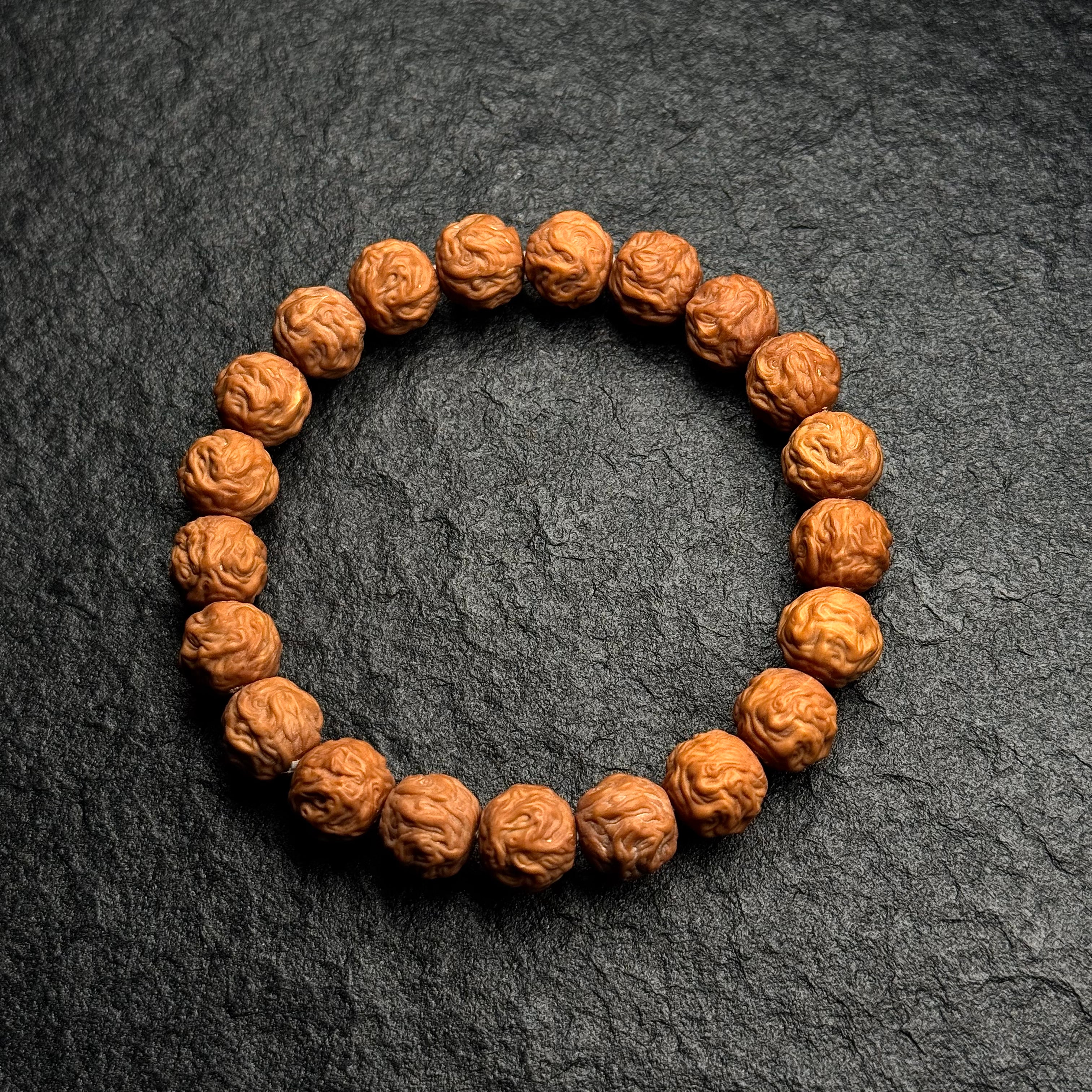 Dragon & Snake Carved Monkey Head Walnut Bracelet