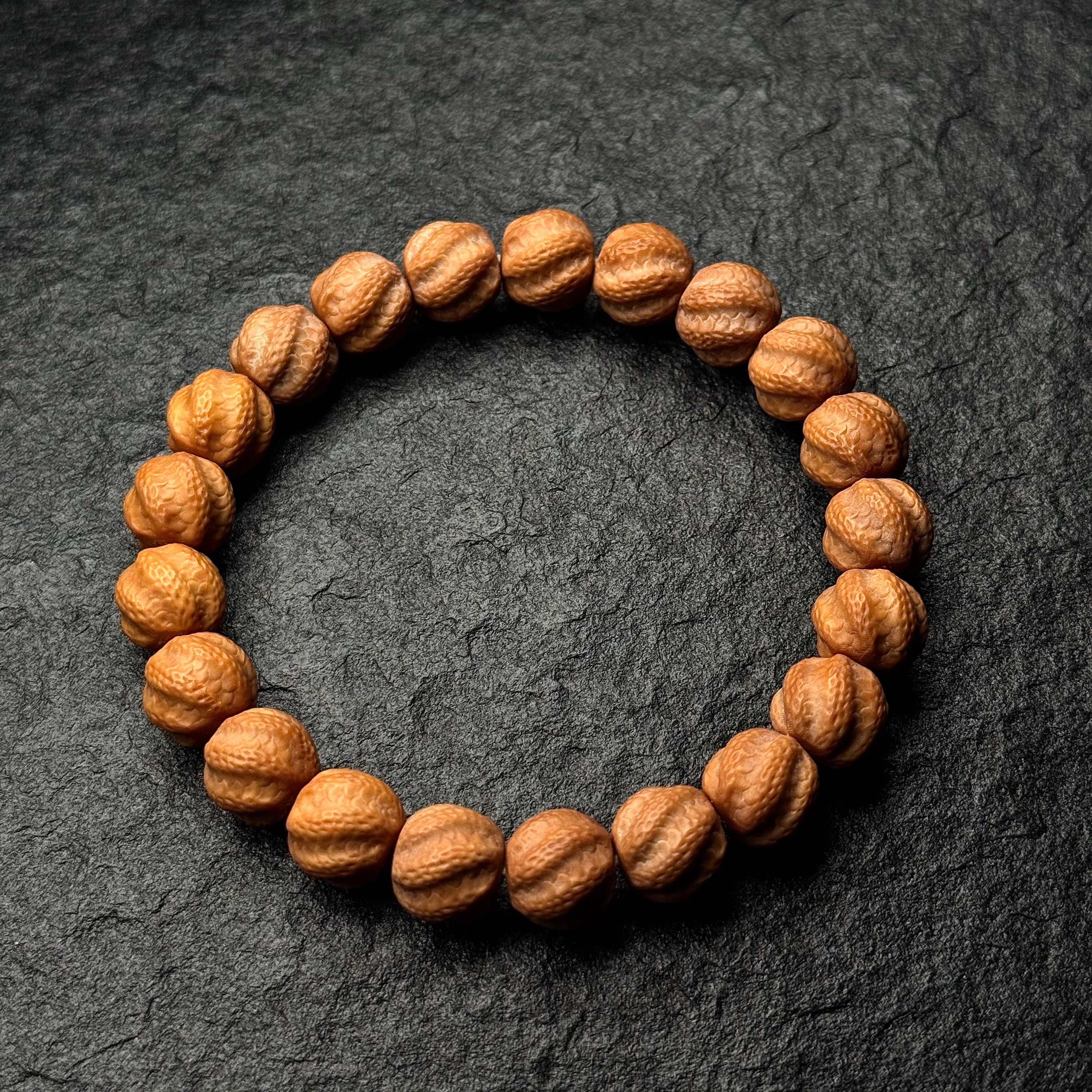 Spirit Snake Carved Monkey Head Walnut Bracelet