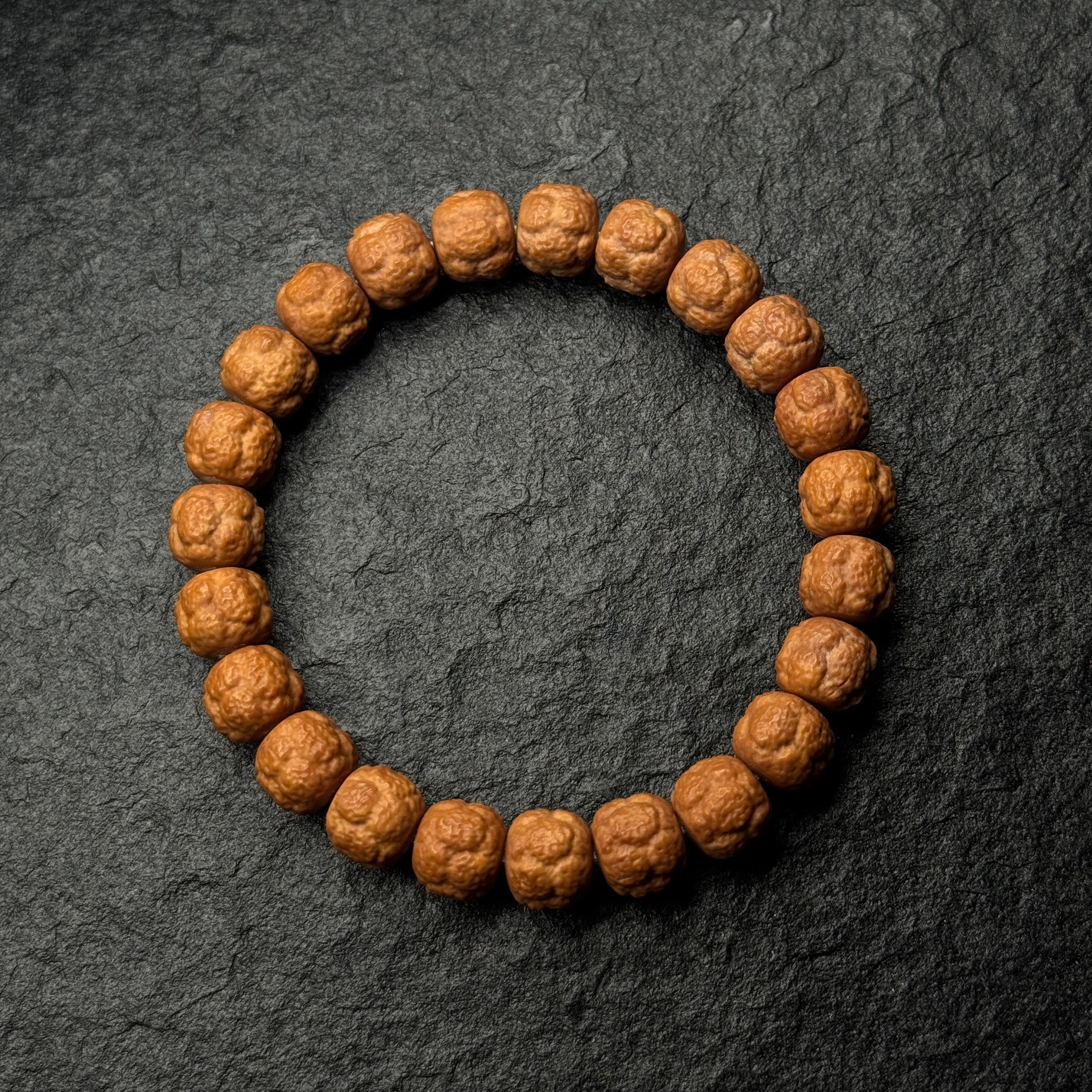 Taotie Mask Carved Monkey Head Walnut Bracelet
